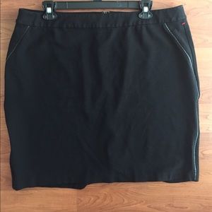 Talbots Plus Size Black Skirt Leather Trim 18W